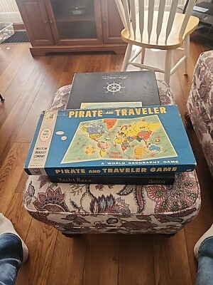 #ad Vintage 1961 Milton Bradley Pirate and Traveler Board Game # 4563 Complete. $49.99