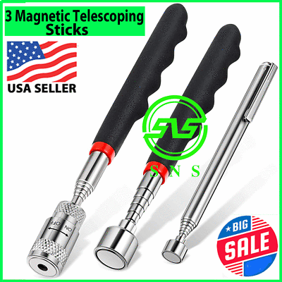 #ad 3pcs Magnet Pickup Tool Stick Telescoping Include 8 lb LED Light Grabber Extend $7.99