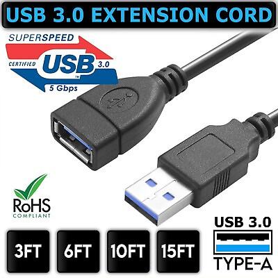 #ad USB 3.0 Extender Extension Cable Cord Type A Male to Female 2 10FT HIGH SPEED $4.95