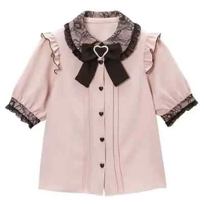 #ad Girl Sweet Cute Lolita Short Sleeve Shirt Summer Lace All Match Blouse Top Women $31.99