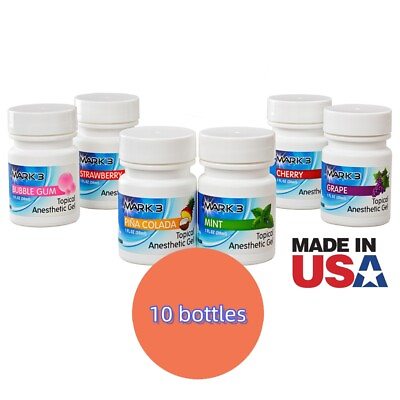 #ad 10 Bottles MARK3 Dental Topical Anesthetic Gel 20% Benzocaine 1oz Jar Made in US $49.99