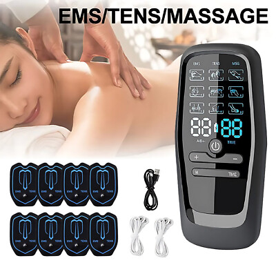 #ad #ad Rechargeable Powerful Tens Unit Muscle Stimulator Machine Device Electrotherapy $15.89