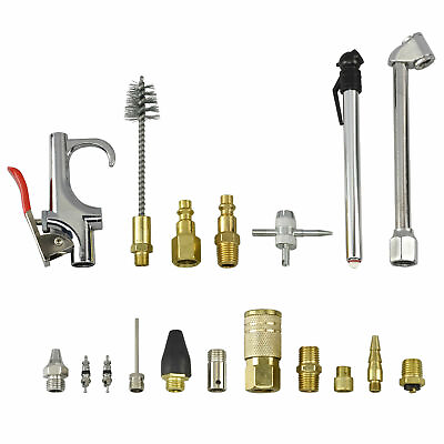 #ad 18pc Accessory Kit for Air Tools Brass 1 4NPT Fittings Adaptor Connector Chuck $13.95