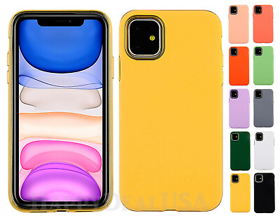 #ad For Apple iPhone 11 Rubberized ShockProof Slim Cover Case w Chrome Edge $9.95
