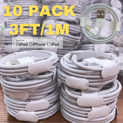 #ad 10X USB Charger Cable 3ft Fast Charge Cord Lot For iPhone 14 13 12 11 Pro XR 8 7 $13.88
