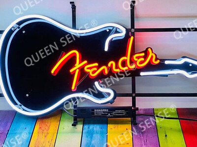 #ad Fender Guitar Store Open Neon Sign 19quot;x15quot; Glass Music Bar Pub Store Wall Deocr $138.84