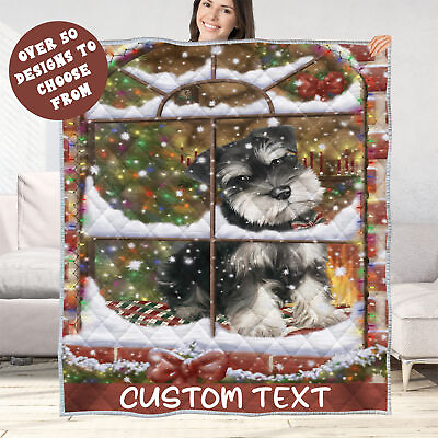 #ad Schnauzer Quilt Dog Bedding Personalized Christmas Gift Many Designs NWT $59.99