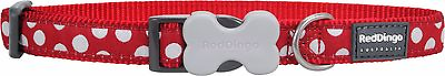 #ad Red Dingo Polka Dot Dog or Puppy Collar WHITE Spots On RED FREE Pamp;P GBP 11.85