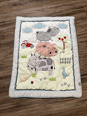 #ad Trend Lab Farm Stack Baby Quilt Comforter Blanket Great Condition $20.98