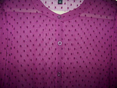 #ad Torrid Midi Clip Dot Wine Chiffon Button Front Shirt Dress Women 3X Lace Sleeve $24.99