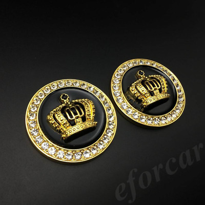 #ad 2pcs Golden Metal 3D Royal Crown Luxury Auto Car EmblemS Badges Decals Stickers $12.90
