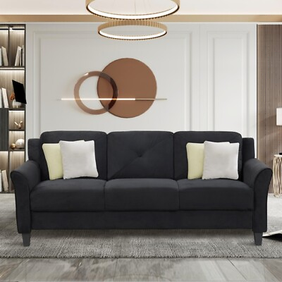 #ad Fashionable living room sofa for 3 people black fabric $423.81