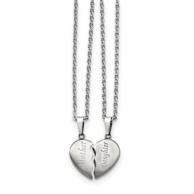 #ad Chisel Stainless Steel Brushed Mother Daughter Heart Pendants on 18 inch Cable C $48.99