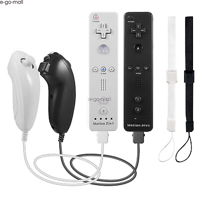 #ad Built in Motion Plus Wii Remote and Nunchuck Controller for Nintendo Wii Wii U $44.64