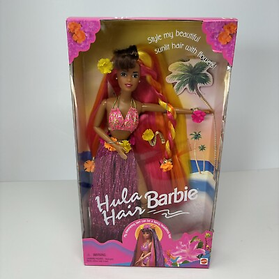 #ad 1996 NRFB Hula Hair African American Barbie 17048 $97.95