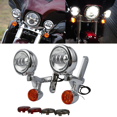 #ad Turn Signal LED Spot Fog Light Bracket For Harley Electra Street Glide FLHX FLHR $148.50