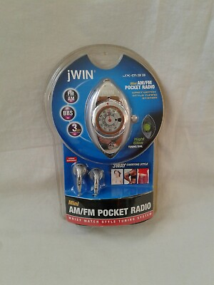 #ad jWIN mini AM FM Pocket Radio with Earphones Brand New Sealed $14.36