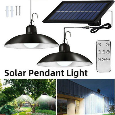#ad Double Head LED Pendant Lights Solar Power Outdoor Indoor Garden Yard Shed Lamp $16.00