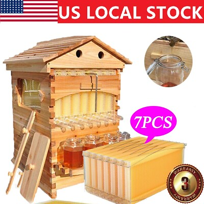 #ad #ad 7Pcs Auto Flowing Honey Hive Beehive Frames Beekeeping Wooden Cedarwood House $214.99