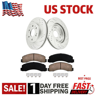 #ad Front Drilled Rotors and Brake Pads for 2010 2020 Ford F 150 Lincoln Navigator $131.21
