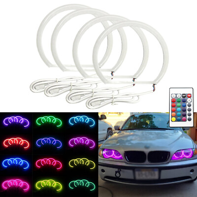 #ad Cotton Light Halo Rings DRL LED Angel Eyes For BMW 3 5 E46 E39 E38 E36 Headlight $33.38