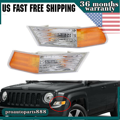 #ad Parking Light Turn Signal Directional Lamp Front Pair Set for 07 17 Patriot Jeep $14.29