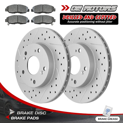 #ad Front Drilled Rotors Ceramic Brake Pads for 2006 2011 Honda Civic Disc Rotors $65.00