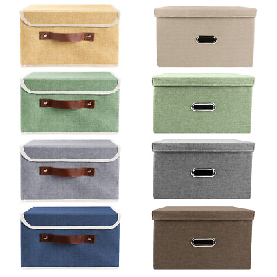 #ad 2Pcs Foldable Storage Bin Boxes with Lid Fabric Basket Container Cube Organizer $15.99