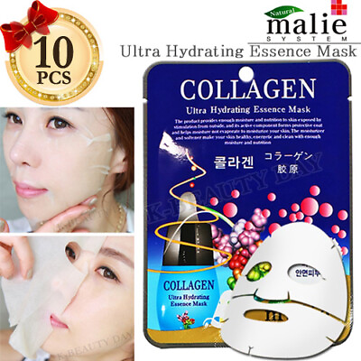 #ad Facial Mask Sheet Collagen 10pcs Ultra Hydrating Essence Moisture Mask Sheet $13.84