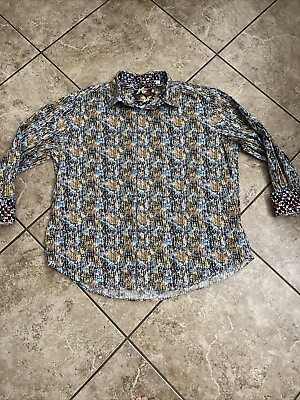 #ad Robert Graham Shirt Mens 2XL Button Down Classic Fit Geometric Flip Cuffs $34.99
