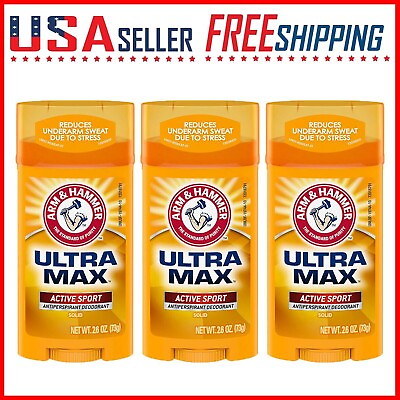 #ad ARM amp; HAMMER Ultra MAX Active Sport Deodorant Solid Stick 2.6oz x 3 Pack $15.95