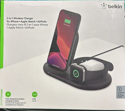 #ad Belkin 3 in 1 Wireless Charger Fast Charging Stand for iPhoneWatch amp; AirPods $39.99