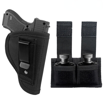 #ad US IWB Tuckable Concealed Gun Holster Pouch with Double Speed Loader Mag Holder $20.33