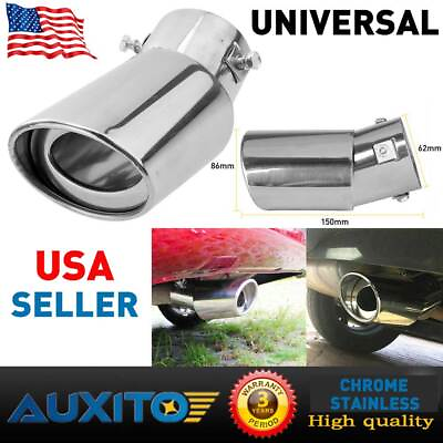 #ad Chrome Car Stainless Steel Rear Exhaust Pipe TRIM Tail Muffler Tip Round Tip EAK $12.99