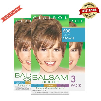 #ad quot;3 Pack: Clairol Balsam 608 Light Brown Permanent Hair Colorquot; $21.99