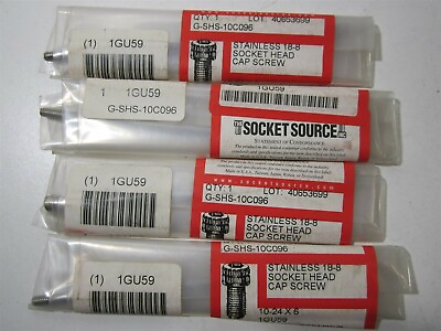 #ad G SHS 10C096 #10 24 6quot; Stainless Cylindrical Socket Head Cap Screw Lot of 4 $29.95