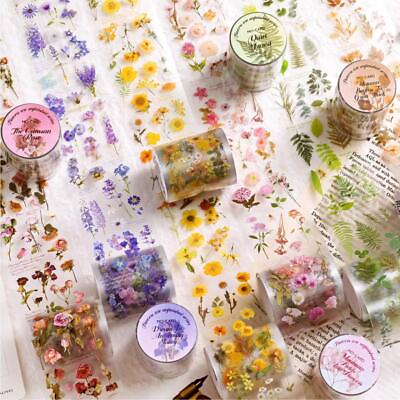 #ad Flowers Plants Adhesive PET Tape Scrapbooking DIY Journals Card Album Stickers $9.29