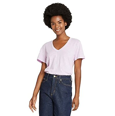 #ad Universal Thread Women#x27;s Short Sleeve V Neck T Shirt Lavender XS x s $1.38