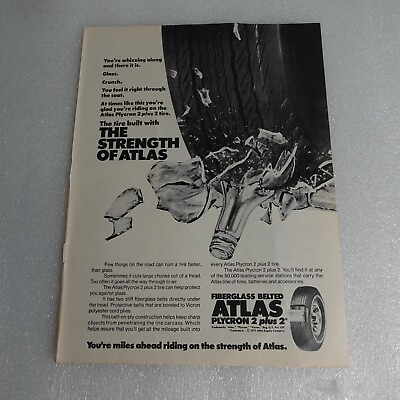 #ad Vintage Print Ad Atlas Plycron 2 Plus 2 Tire Sports Illustrated Nov 8 1971 $8.30
