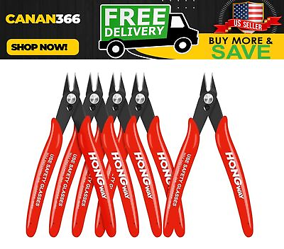 #ad 5Pcs Wire Cutters Micro Flush Cutters Spring Wire Cutting Pliers 5 Inches Red $12.95