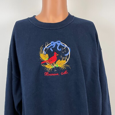 #ad Branson Missouri Red Robin Nest Embroidered Crewneck Sweatshirt Vtg 2000s XL $31.49