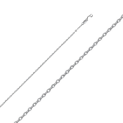 #ad 14K Solid White Gold 2.3 mm Hollow Sunny Cable Diamond Cut Chain 16quot; 24#x27;#x27; $267.98