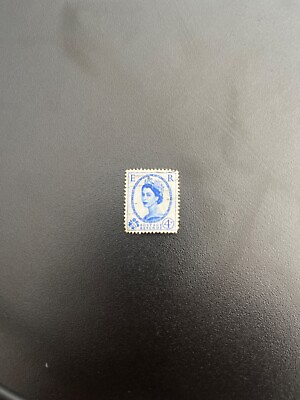 #ad Vintage Queen Elizabeth II Selo Postal Azul 1957 Inglaterra *Raro $95.00