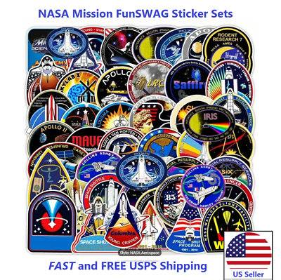 #ad 22 NASA Apollo Moon Space Shuttle SkyLab SpaceStation Mission Decal Stickers $10.88
