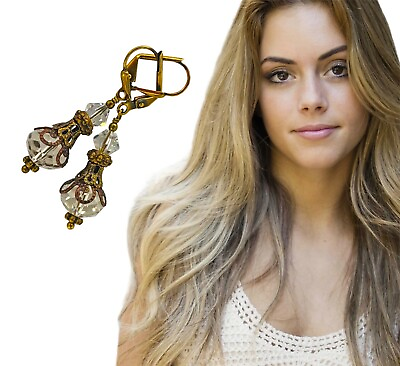 #ad Vintage Inspired Crystal Drop Dangle Earrings for Women with Jewelry Gift Box $32.99