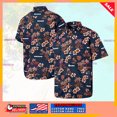 #ad HOT Bears Hibiscus Flower Coconut Tree Hawaiian Shirt With Pocket Navy S 5XL $35.88