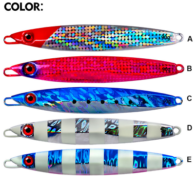 #ad 5* Colorful Saltwater Slow Fall Fishing Lures Sinking Lead Metal Flat Jigs Bait $42.29