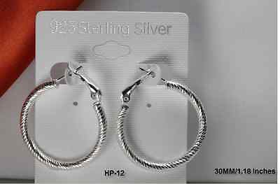 #ad 30MM STERLING SILVER 925 TWISTED ROPE BRAND NEW LIGHT WEIGHT NEW HOOP EARRINGS $13.38