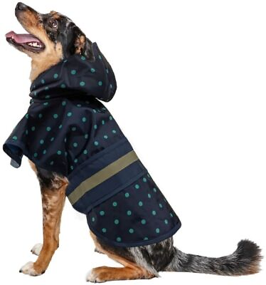 #ad LM Fashion Pet Polka Dot Dog Raincoat Navy $40.25