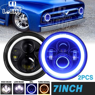 #ad 7quot; Inch LED Headlight Halo DRL Light For 1953 1977 Ford F 100 F 250 F 350 Pickup $62.18